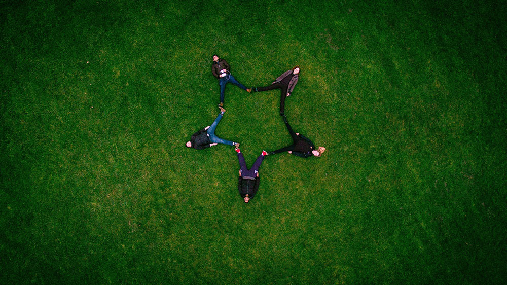 people on the grass green aerial picture