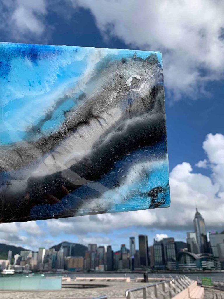 magda klim blue sky resin artwork