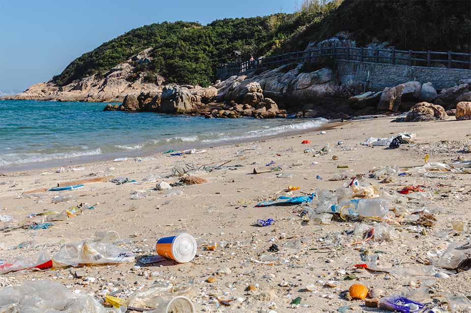 the beach plastic trash