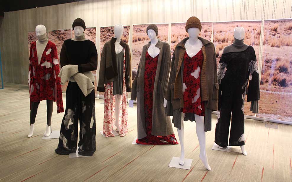 Grace Lant's alpaca wool collection on display at Peru Moda