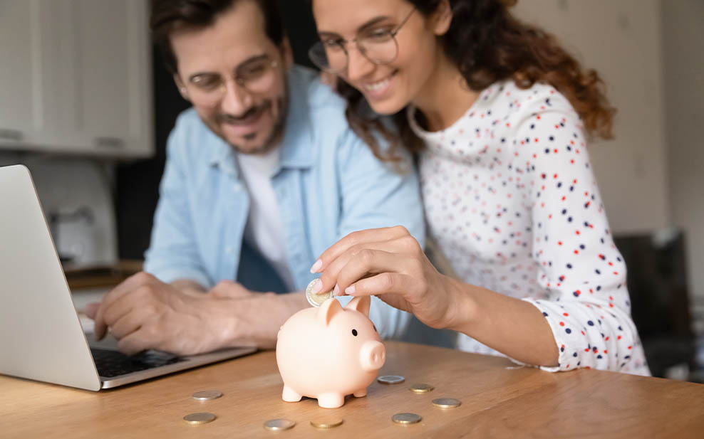 Couple with piggy bank