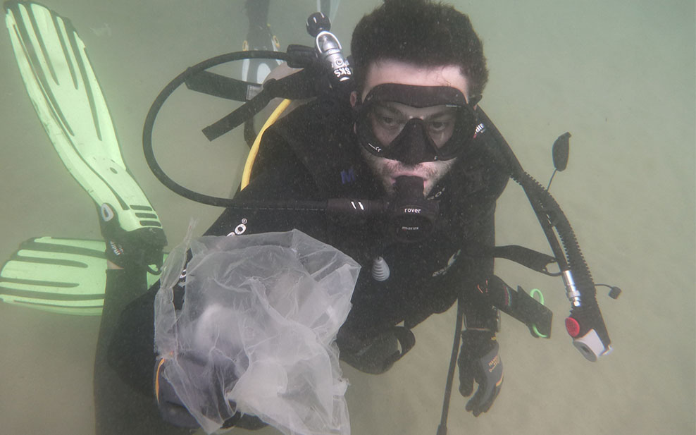 Diver with Bag