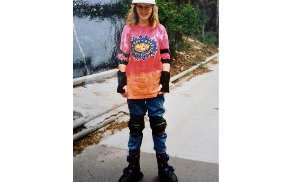 Astrid with roller blades.