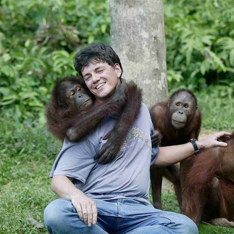 Man and Orangutans